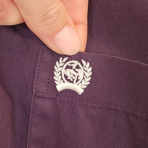 Cinch Shirt Mens L Purple Paisley Flip Cuff Long Sleeve Button Solid Western - Picture 5 of 12